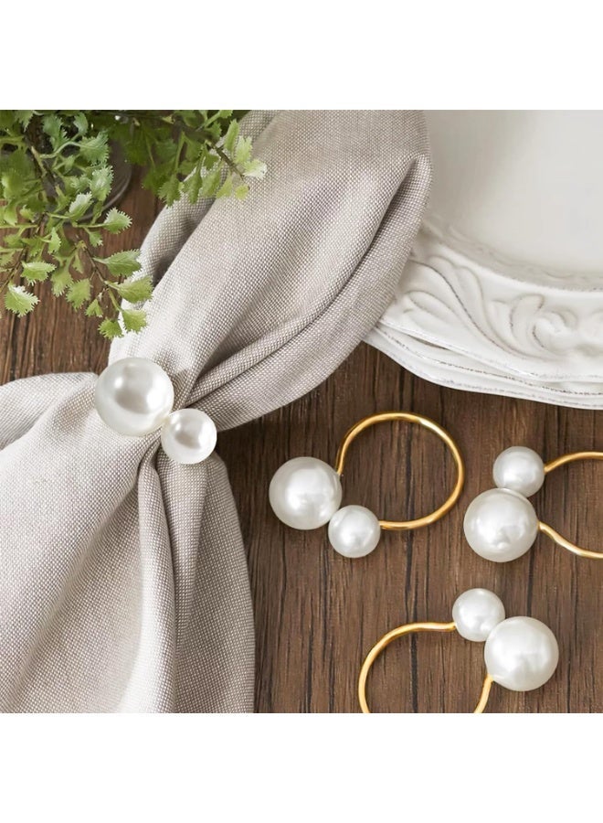 إتش بي إم واي مجموعة 10 حلقة منديل لترتيب طاولة العشاء - حلقات منديل باللؤلؤ للحفلات العيدية، مطبخ المنزل للمناسبات غير الرسمية أو الرسمية، ديكور طاولة عشاء حفل الزفافي (لؤلؤ، 10 قطع) - Image 5